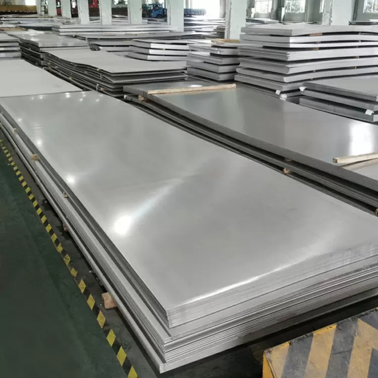 steel plates, stacked in a production facility