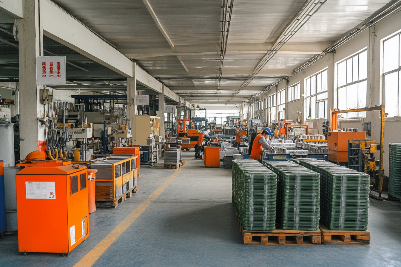 Battery module production line in operation